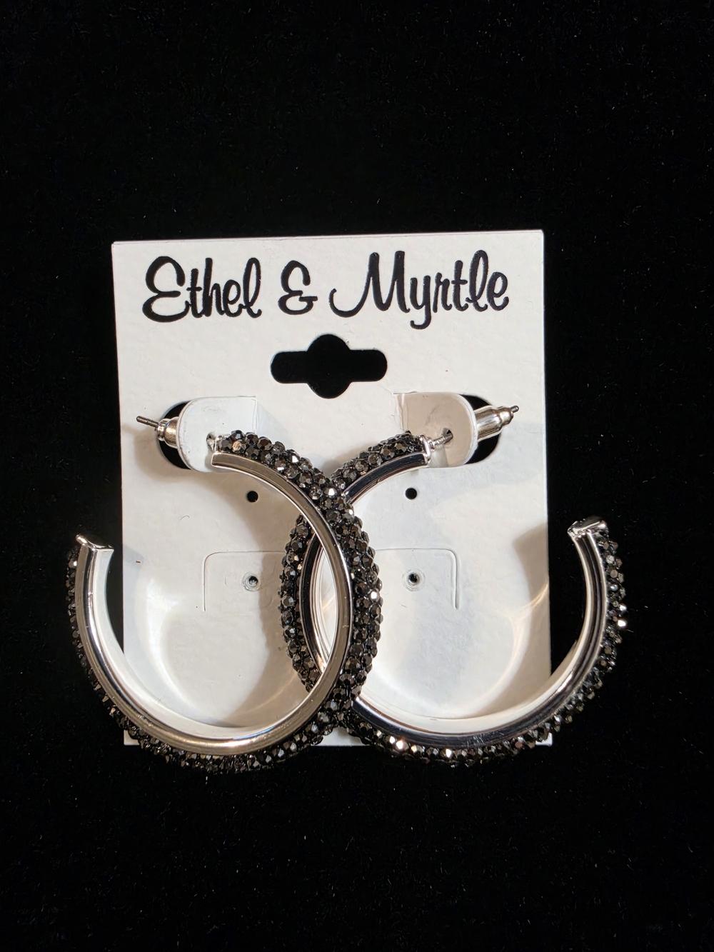 Ethel & Myrtle Black Crystal Hoop Earrings